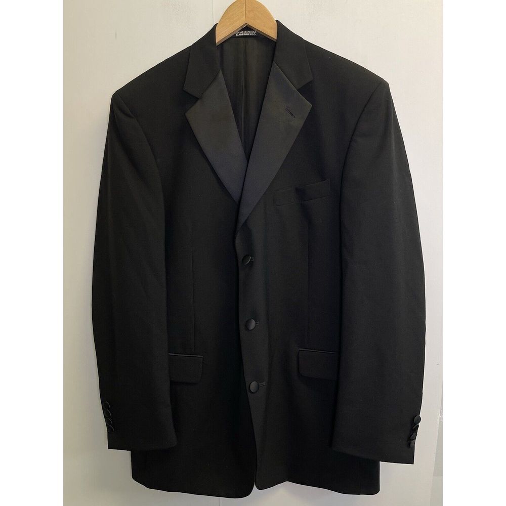 Stafford Men's‎ 100% Wool Black Tuxedo Jacket 43L 3 Button Formalwear